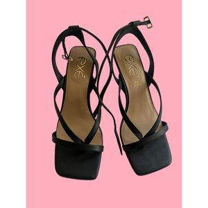EXE Black Strappy Sandals (Size 10) Low Heel